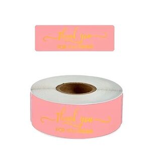 Roll 500pcs of Gold-Letter Engraved Thank You Stickers NIP